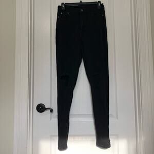 Fashion Nova Women's Skinny Jeans Size 11 Ripped Stretch Denim Black‎ 30 x 11